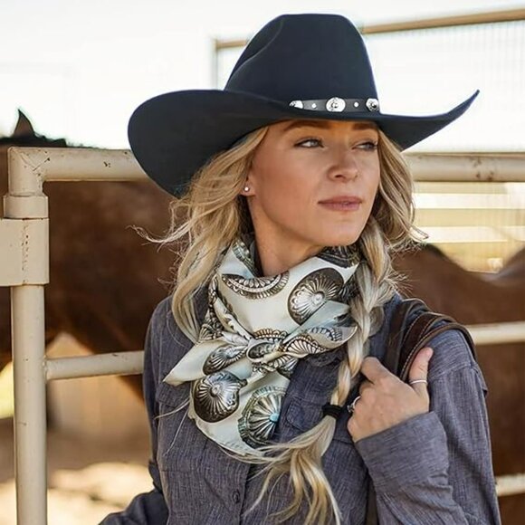 Western Cowboy Hat Studded Pinched Western Cowgirl Wide Brim Fedora Boho Cowboy